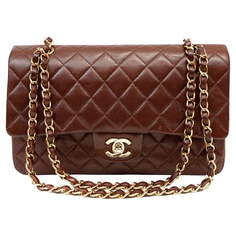 chanel brown vintage small classic double flap bag|chanel vintage classic flap bag.